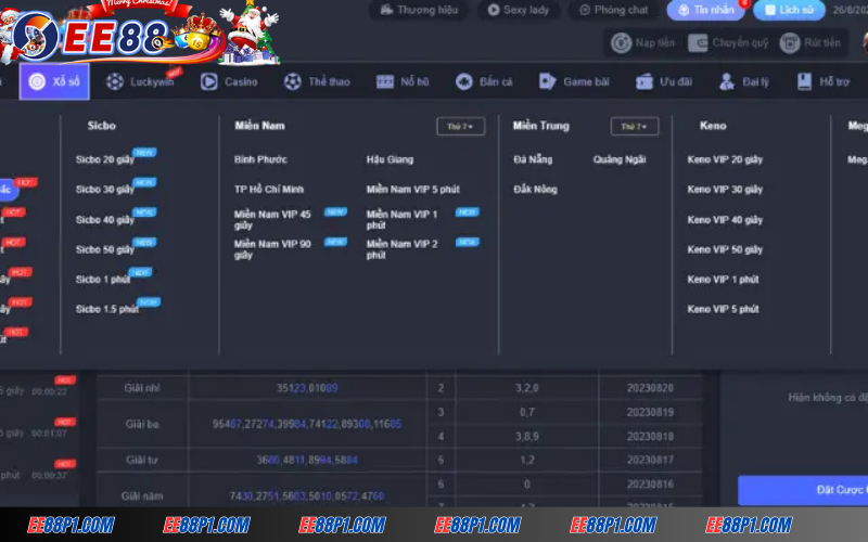 Những hình thức chơi xổ số được yêu thích hàng đầu tại EE88